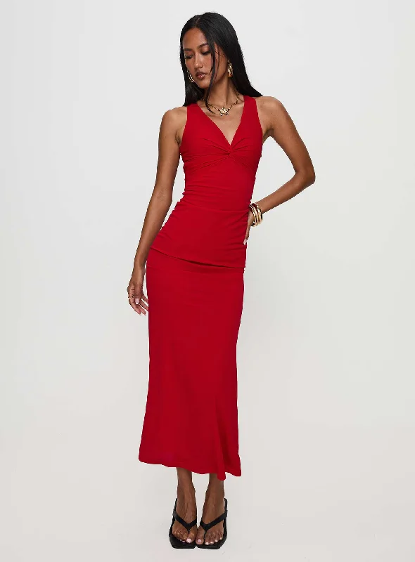 Exclusive Fashion Deals Mesmerise Halter Maxi Dress Red Graceful Movement