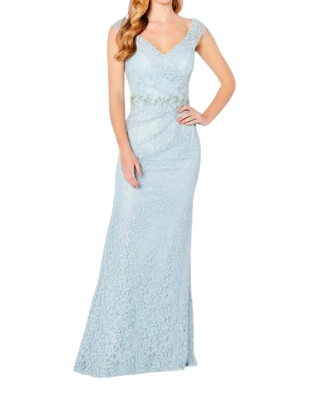 Limited-Time Offer Sleeveless Column Formal Gown In Seafoam Contemporary Elegance