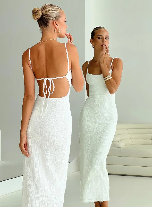 Contemporary Chic Promotions Elestria Maxi Dress White Polished Finish