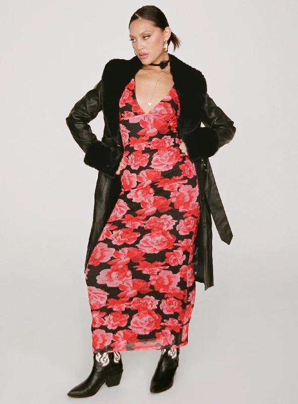 Gift Ideas Lauers Maxi Dress Red Floral / Black Everyday Glamour