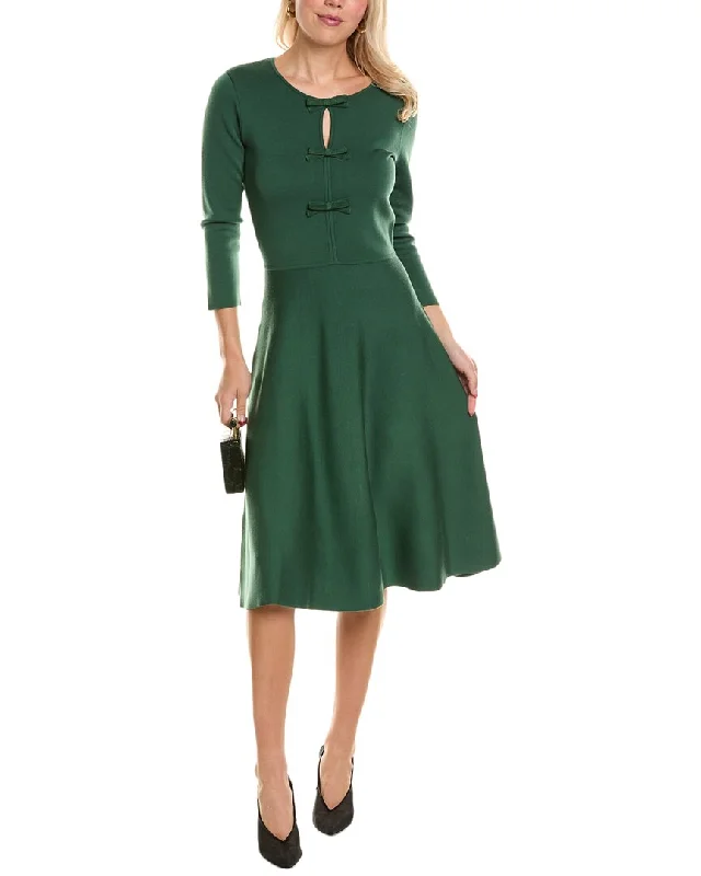 Fashion Essentials Carolina Herrera Flare Wool-Blend Midi Dress Classic Appeal