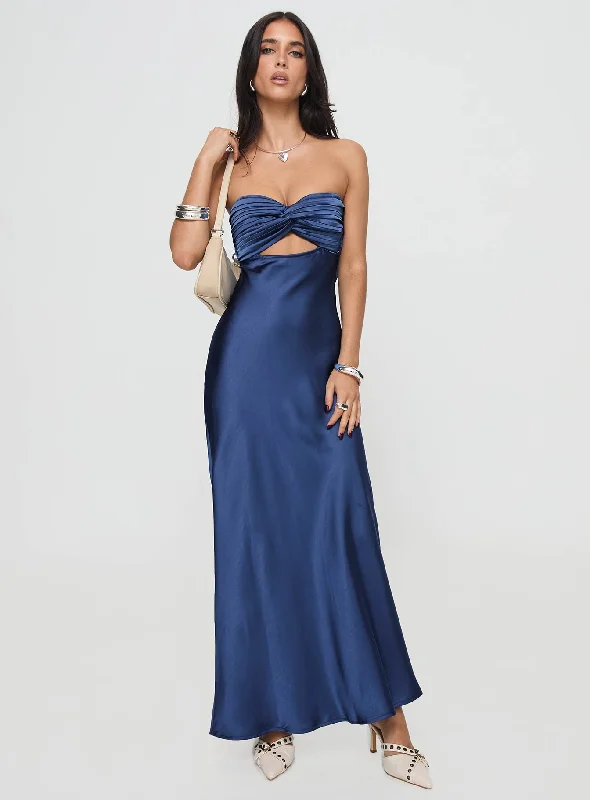 Fashion Forward Faviola Strapless Maxi Dress Blue Boho - Chic Festival - Ready Style