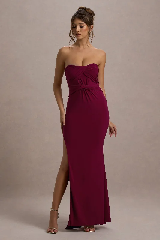 Timeless Elegance Sale Nomad | Berry Strapless Split Maxi Dress Rustic Countryside Charm Look