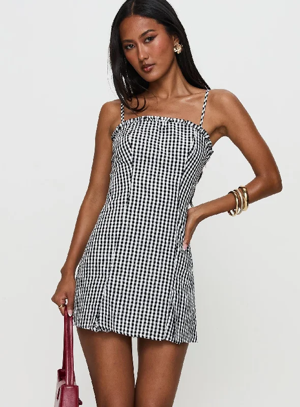 Stylish Statements Bessette Mini Dress Black Gingham Y2K Nostalgic Fashion Look