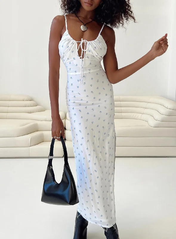 Easy Elegance Sales Brailey Maxi Dress Blue Floral Chic Allure