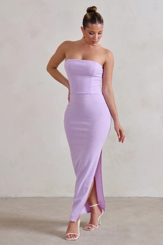 Fashionista Sale Dina | Lilac Bandeau Maxi Dress With Split Chic Urban Fashion Look