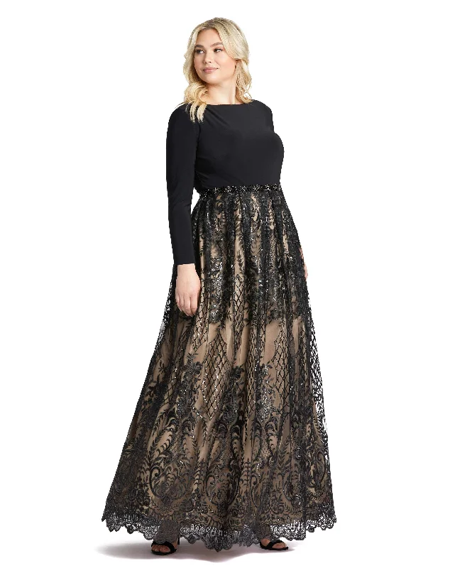 Statement Fashion Offers Long Sleeve High Neck Lace A Line Gown Effortless Sophistication