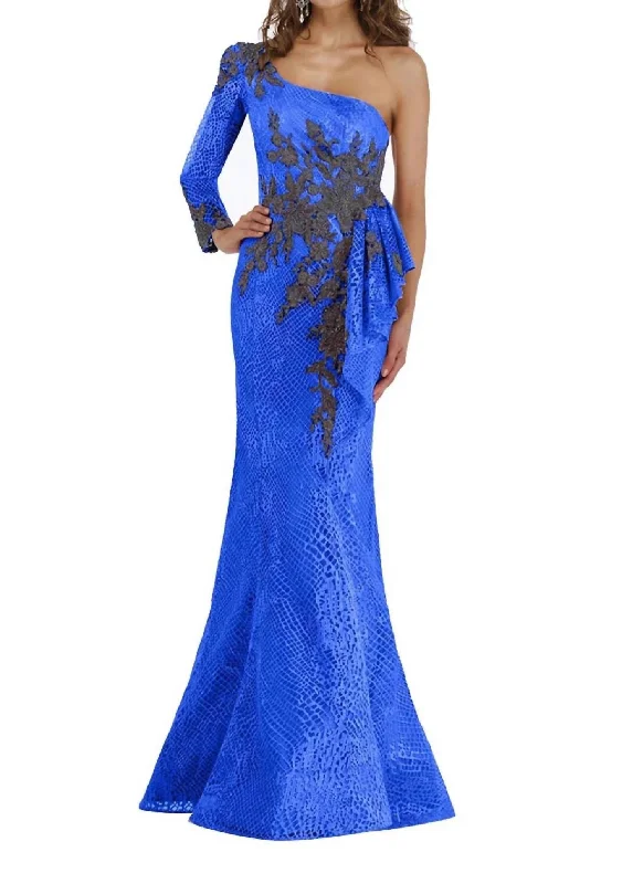 Contemporary Fashion Sale One Shoulder Mermaid Gown In Royal Chic Allure