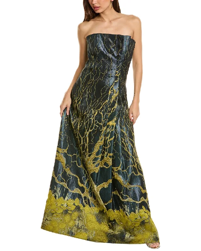 Hot Picks Alberta Ferretti Embroidered Silk-Blend Gown Luxury Comfort