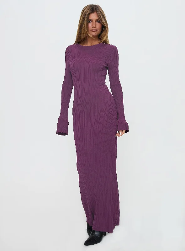 Best Deals Of The Season Tesley Long Sleeve Maxi Dress Burgundy Grab Romantic Date - Night Styles Now