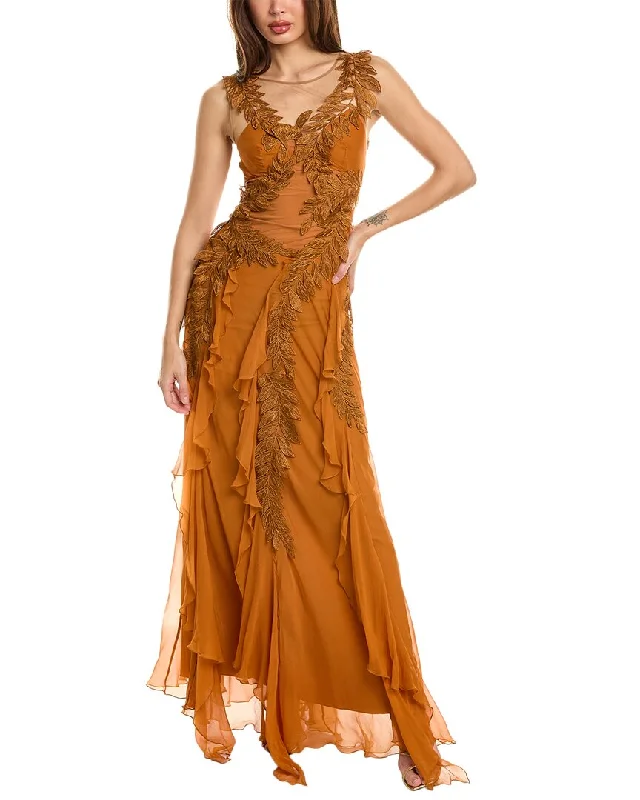 Hot Sale Alberta Ferretti Silk Chiffon Gown Formal Outfit