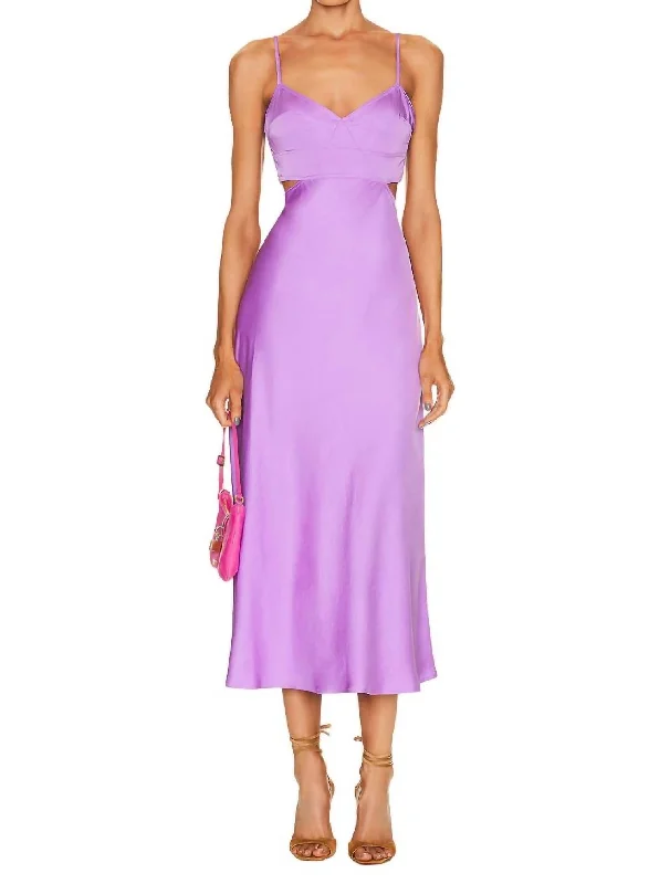 Valentine's Special Blakely Satin Midi Dress In Amythst Minimalist Office - Ready Style