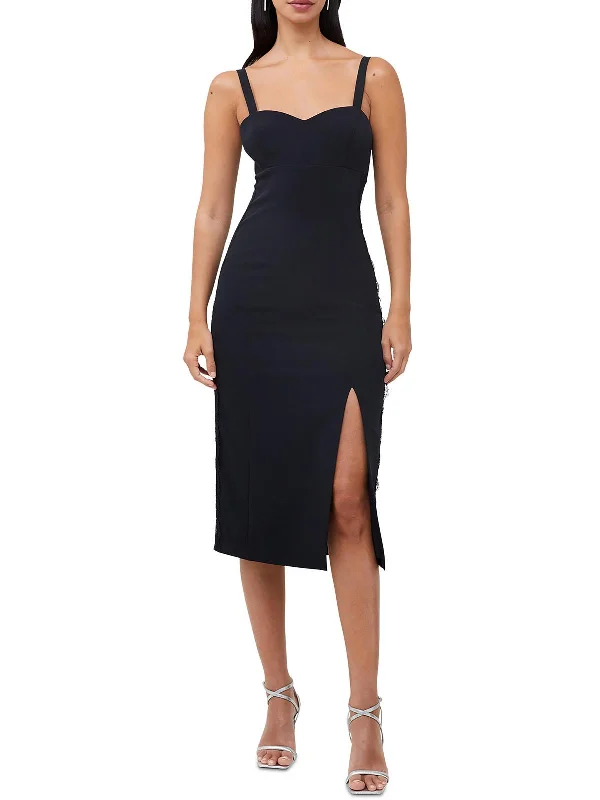 Stylish Looks Womens Crepe Lace Inset Midi Dress Effortless Comfort