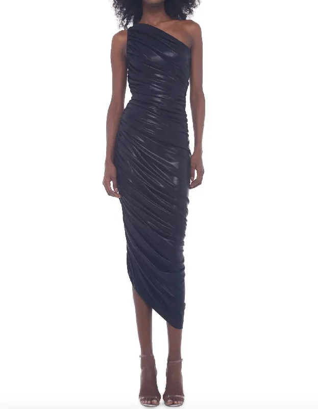 Weekend Exclusive Diana Gown In Black Shine Minimalist Chic