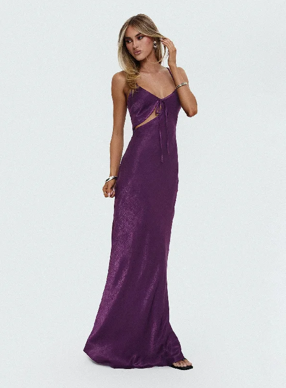 Massive Savings Linger Bias Cut Maxi Dress Purple Timeless Elegant