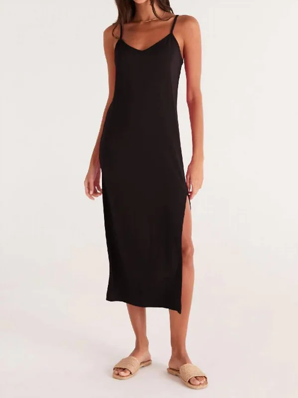 Shop The Hottest Deals Cora Midi Dress In Black Vintage Look