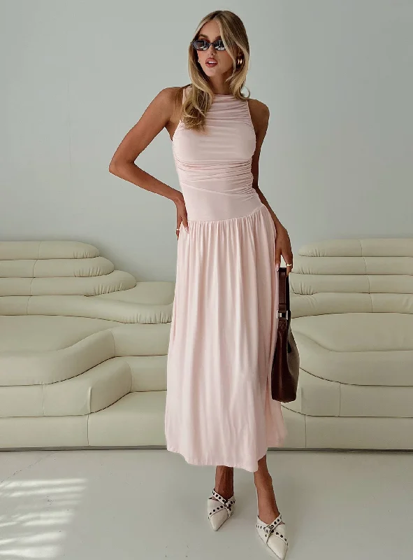 Limited Time Offers Reveur Ruched Maxi Dress Pink Sophisticated Cut