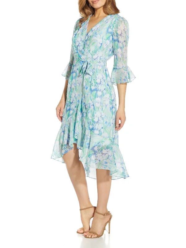 Chic Style, Always In Vogue Womens Chiffon Floral Print Cocktail and Party Dress Dreamy Aesthetic