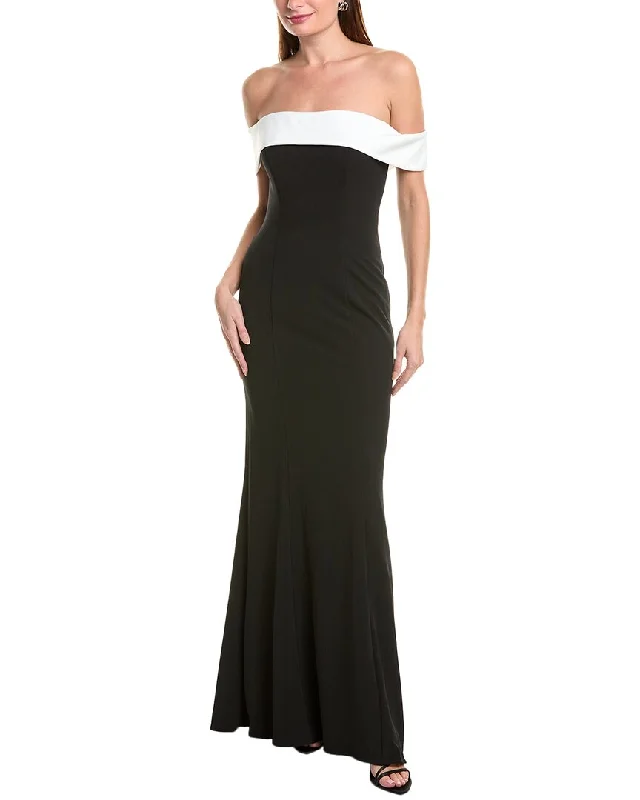 Gift Ideas Rene Ruiz Draped Neckline Column Gown Feminine Grace