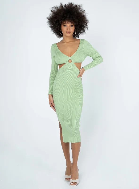 Athleisure Style Sale Lucia Midi Dress Green Rustic Countryside Charm Look