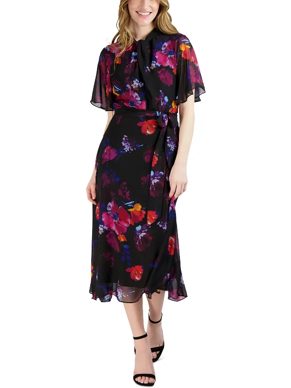 Chic & Cozy Collection Womens Floral Print Mid-Calf Midi Dress Everyday Glamour