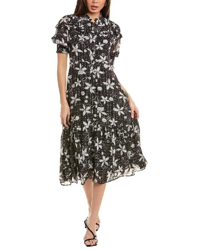 Enjoy Discount Gracia Floral Print Flounce Midi Dress Contemporary Elegance