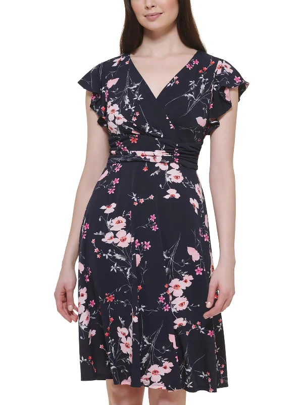 Unleash Your Style Womens Floral Short Wrap Dress Feminine Charm