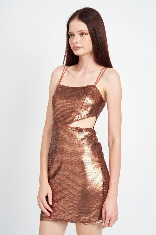 Stupidly Low Prices Hot Girl Starlet Sequined Cutout Mini Dress Romantic Date - Night Ensemble