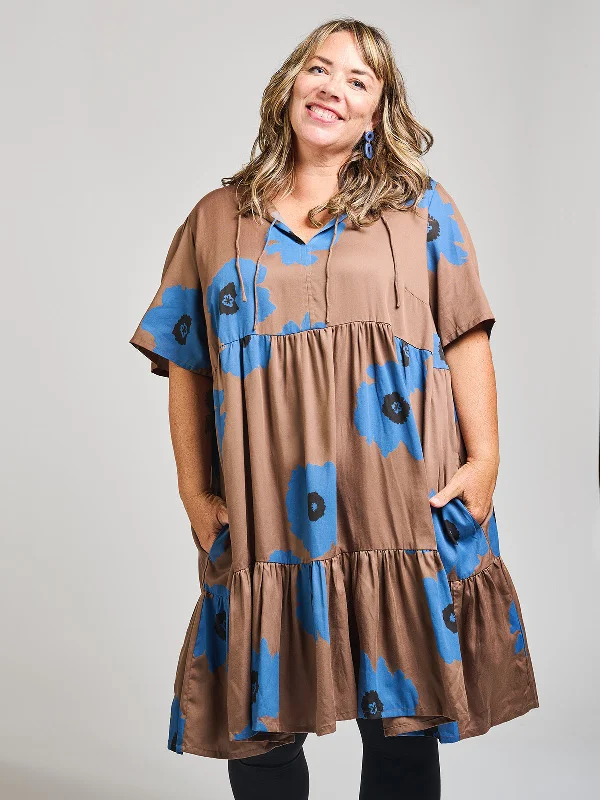 Laid-Back Fashion Offers Adelaide Tiered Plus Size Mini Dress - Dark Oak Modern Romance