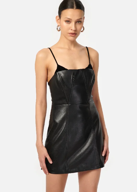 Modish Fashion Discounts Dehya Vegan Leather Mini Dress Black Effortless Comfort