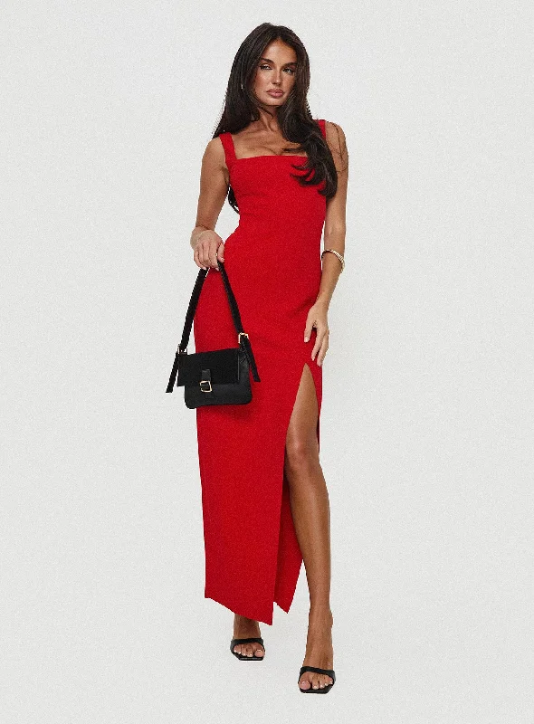 Trendy Fashion Sale Bombshell Maxi Dress Red Elegant Contour