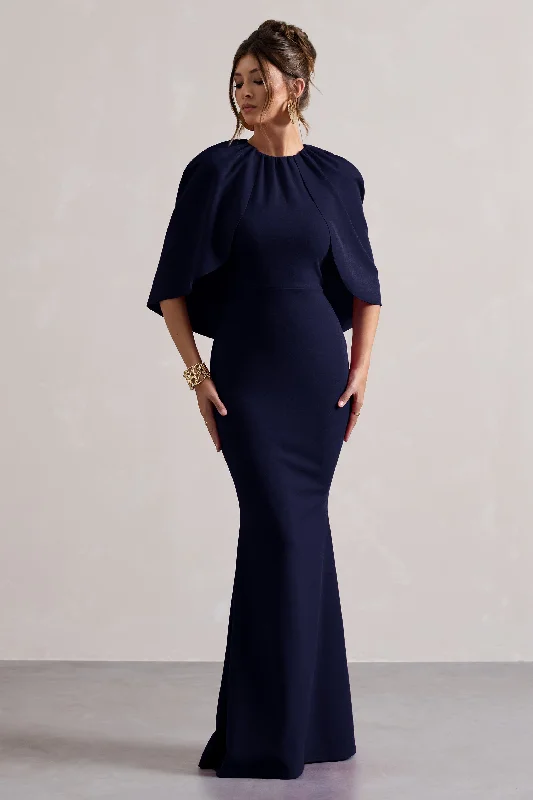 Clearance Sale, All Cheap Kianne | Navy Draped Short-Sleeve Maxi Dress Dreamy Aesthetic