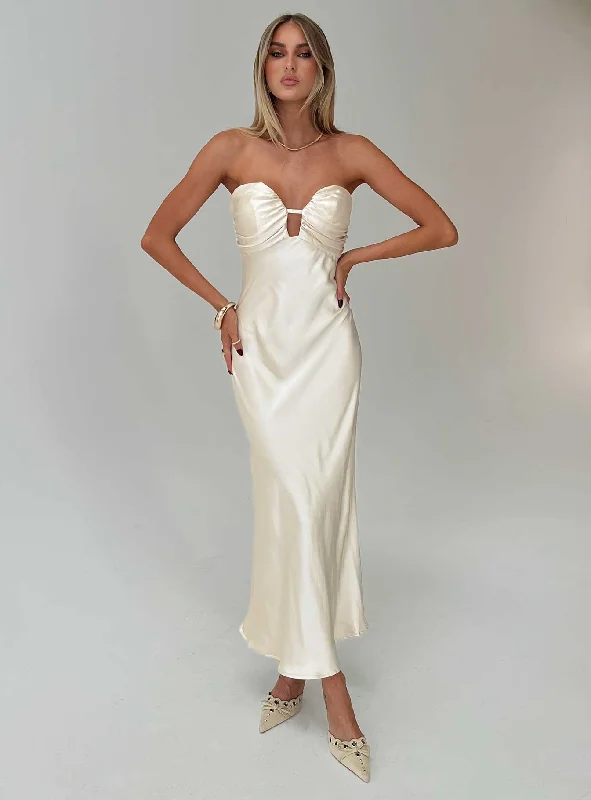 Day-To-Night Styles Cyprian Strapless Maxi Dress Champagne Chic Sophistication