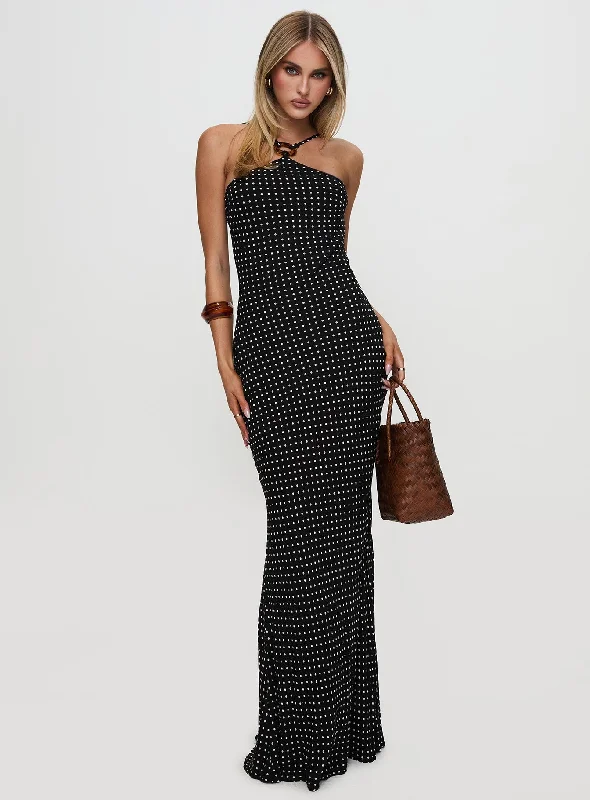 Stupidly Low Prices Evyn Halter Maxi Dress Polka Dot Polished Finish