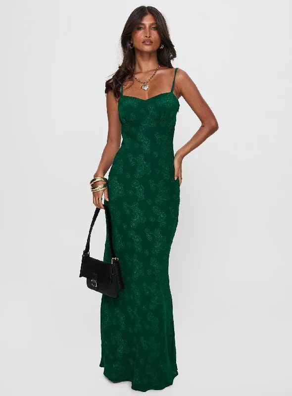 Discover Now Ginette Maxi Dress Forest Green Summer Fashion