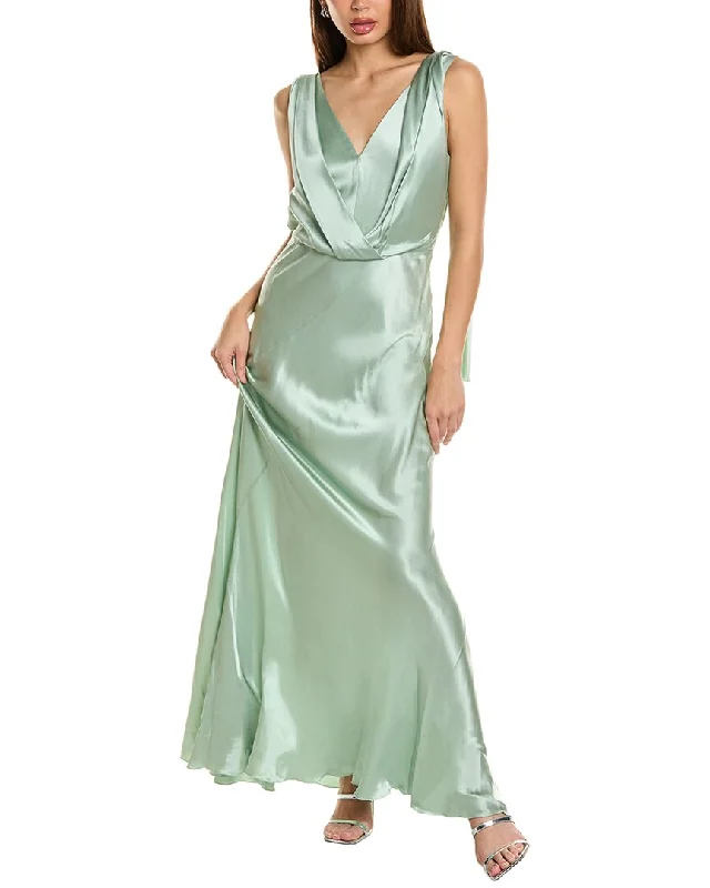 Shop The Hottest Deals Alberta Ferretti Draped Silk-Blend Gown Feminine Elegance