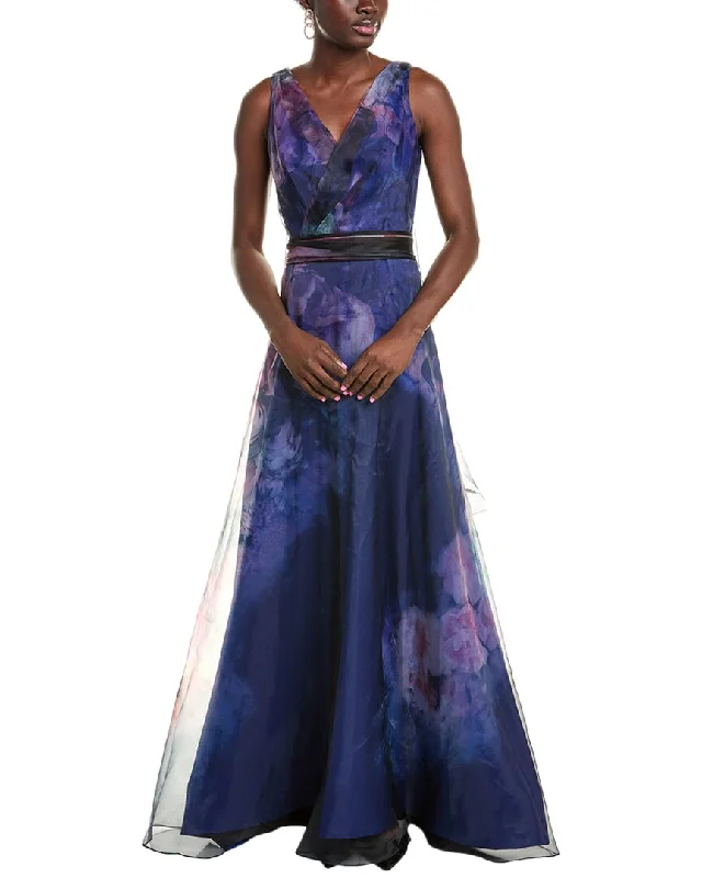 Discount Extravaganza Rene Ruiz V-Neck Chiffon A-Line Gown Artful Design