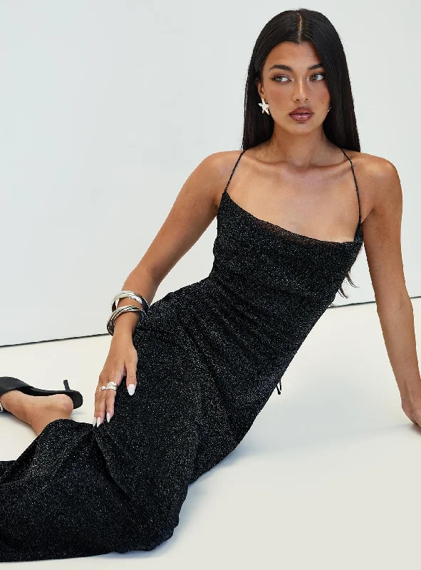 Bid Farewell To The Old Season Cutting Edge Maxi Dress Black Glitter Feminine Elegance