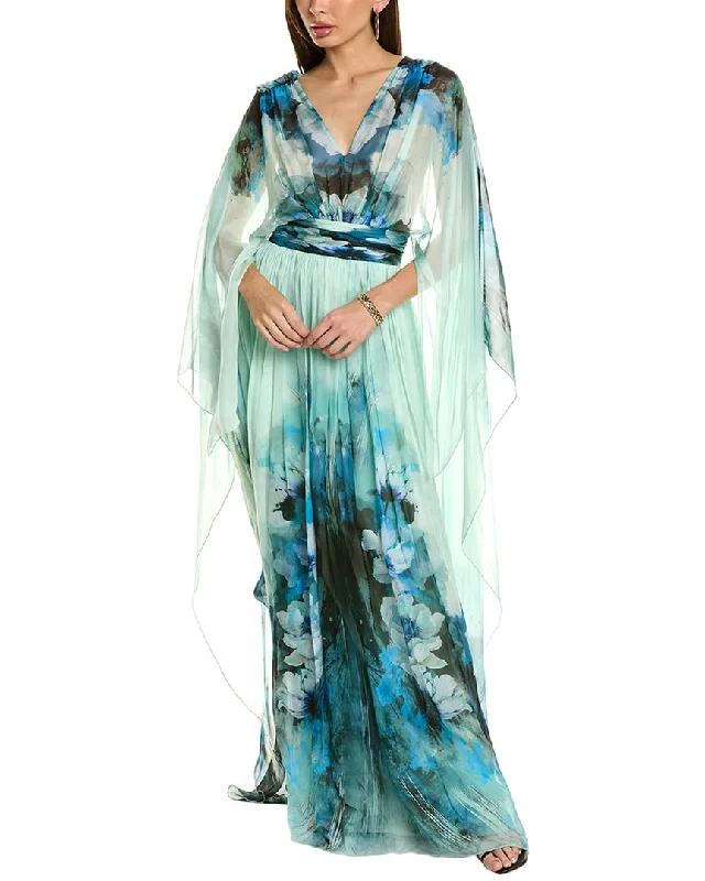 Limited Edition Alberta Ferretti Silk Cape Gown Elevated Style