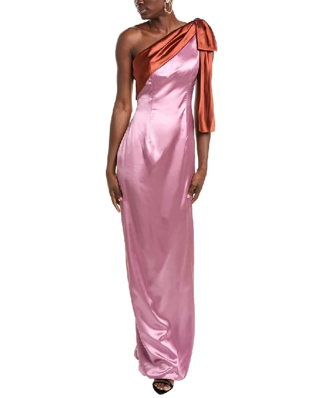 Massive Selection Sale Rene Ruiz One-Shoulder Column Gown Sleek Design