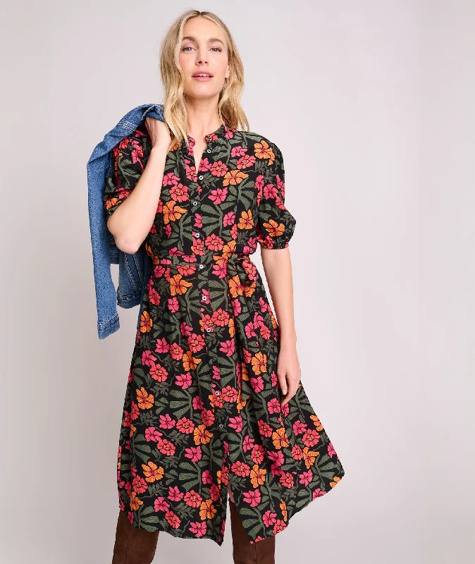 Cool Prices Short-Sleeve Floral Alix Midi Dress Rustic Countryside Charm Look