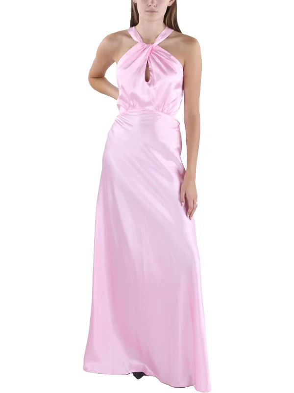 Sophisticated Fashion Womens Satin Twist Front Slip Dress Elegant Ensemble