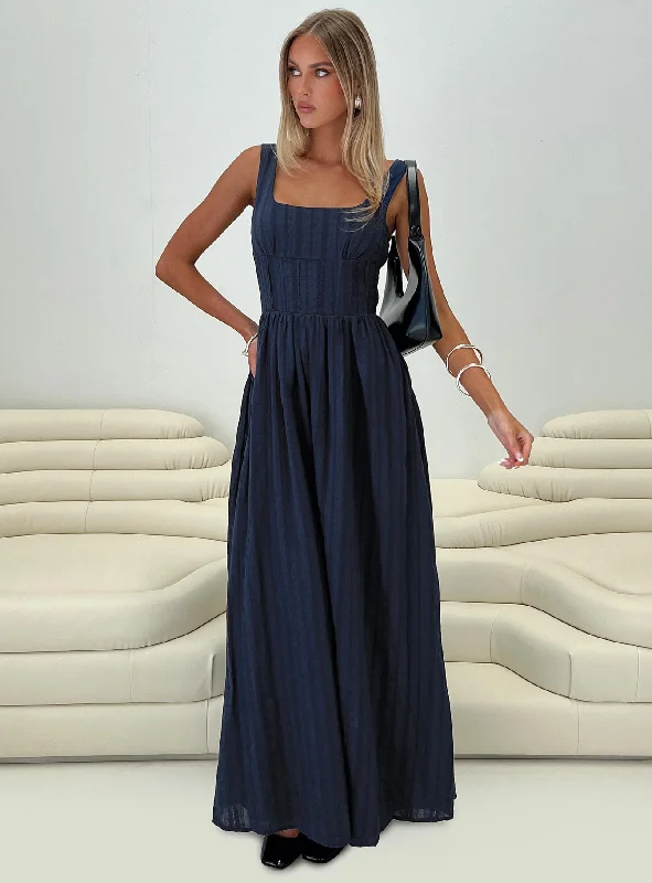 Fashion Forward, Function First Lorinda Maxi Dress Navy Vintage Retro Party Wear