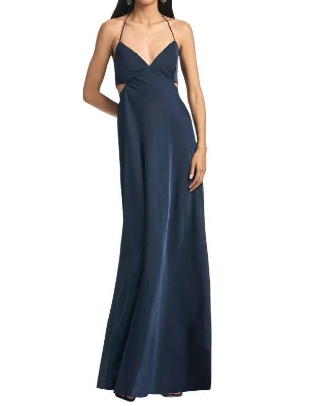 Glamorous Fashion Offers Alexandra Gown In Navy Luxury Comfort