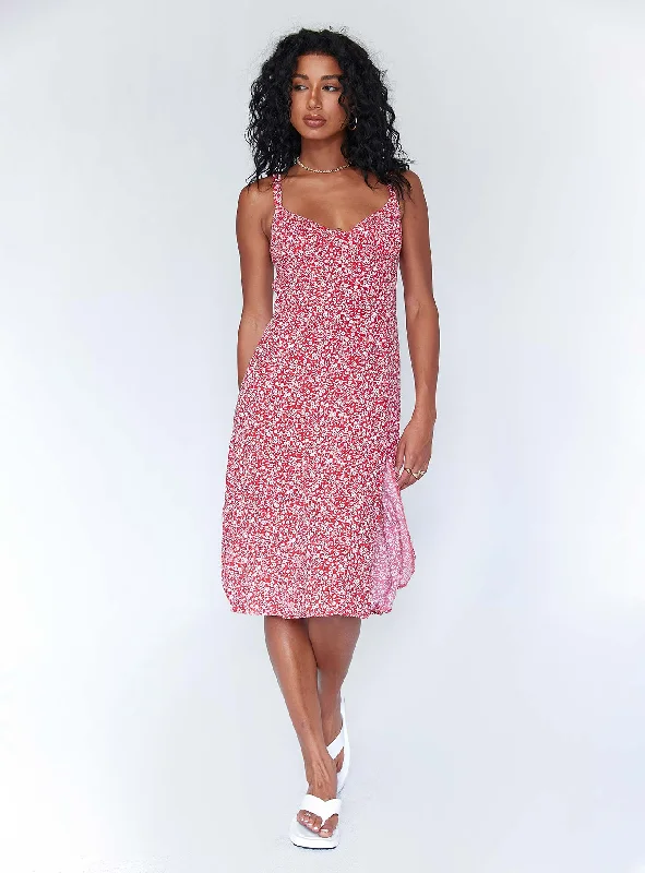 Discount Extravaganza Georgia Midi Dress Red Feminine Grace