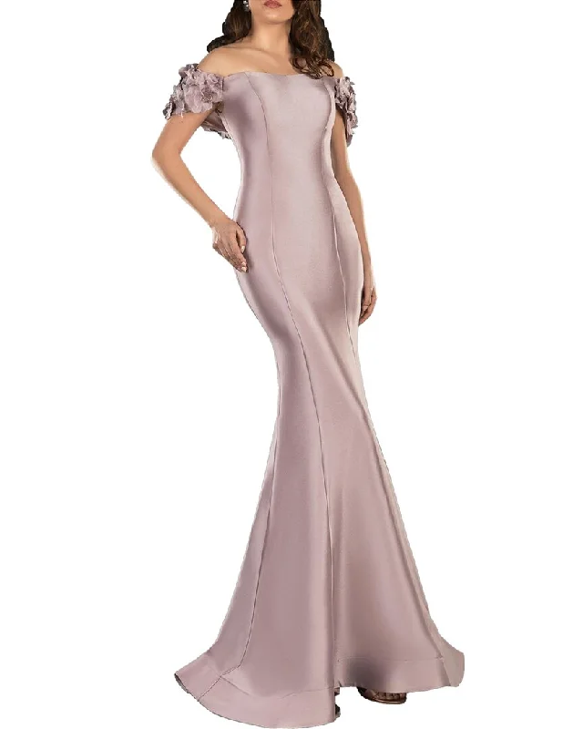 Chic Trend Collection Terani Floral Off Shoulder Long Gown Casual Elegance