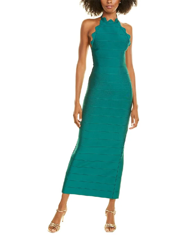 Unleash Your Fashion Herve Leger Halter Neck Sheath Gown Feminine Elegant