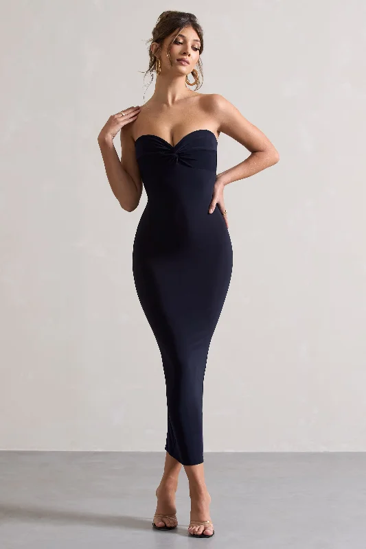 Don't Miss Out Evita | Navy Sweetheart Twist Detail Maxi Dress Limited - Stock