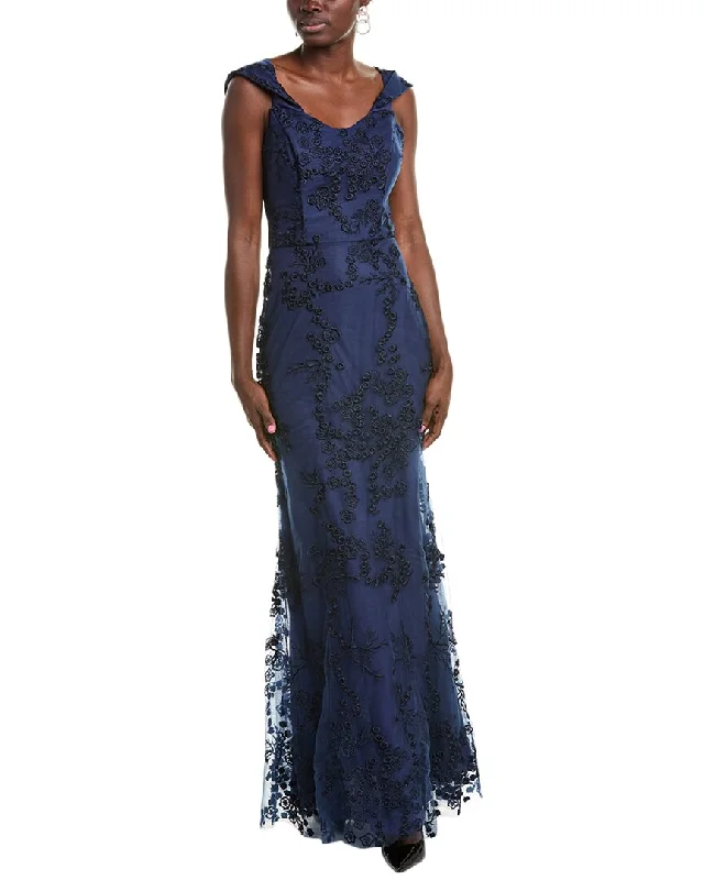 Style Without Limits Rene Ruiz Off-The-Shoulder Embroidered Tulle Gown Polished Finish