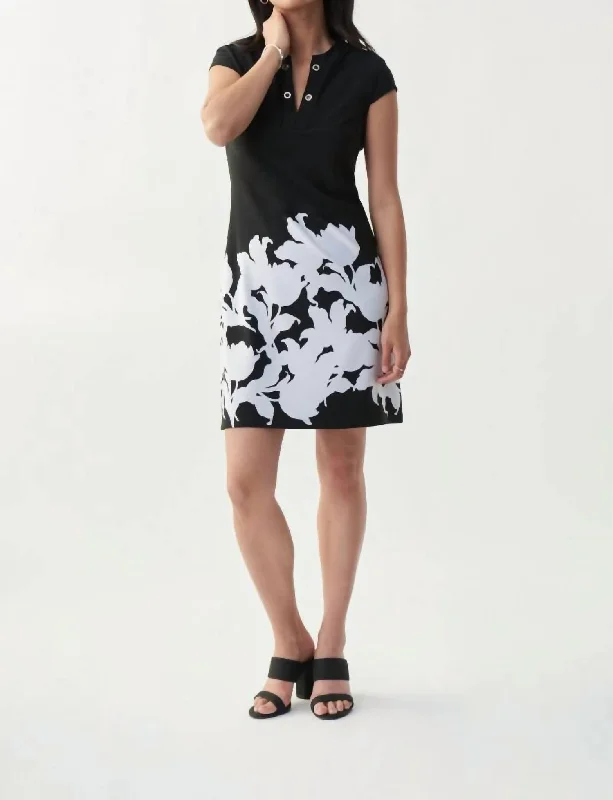 Trend Leading Collection Floral Print Dress In Black/vanilla Vintage Elegance